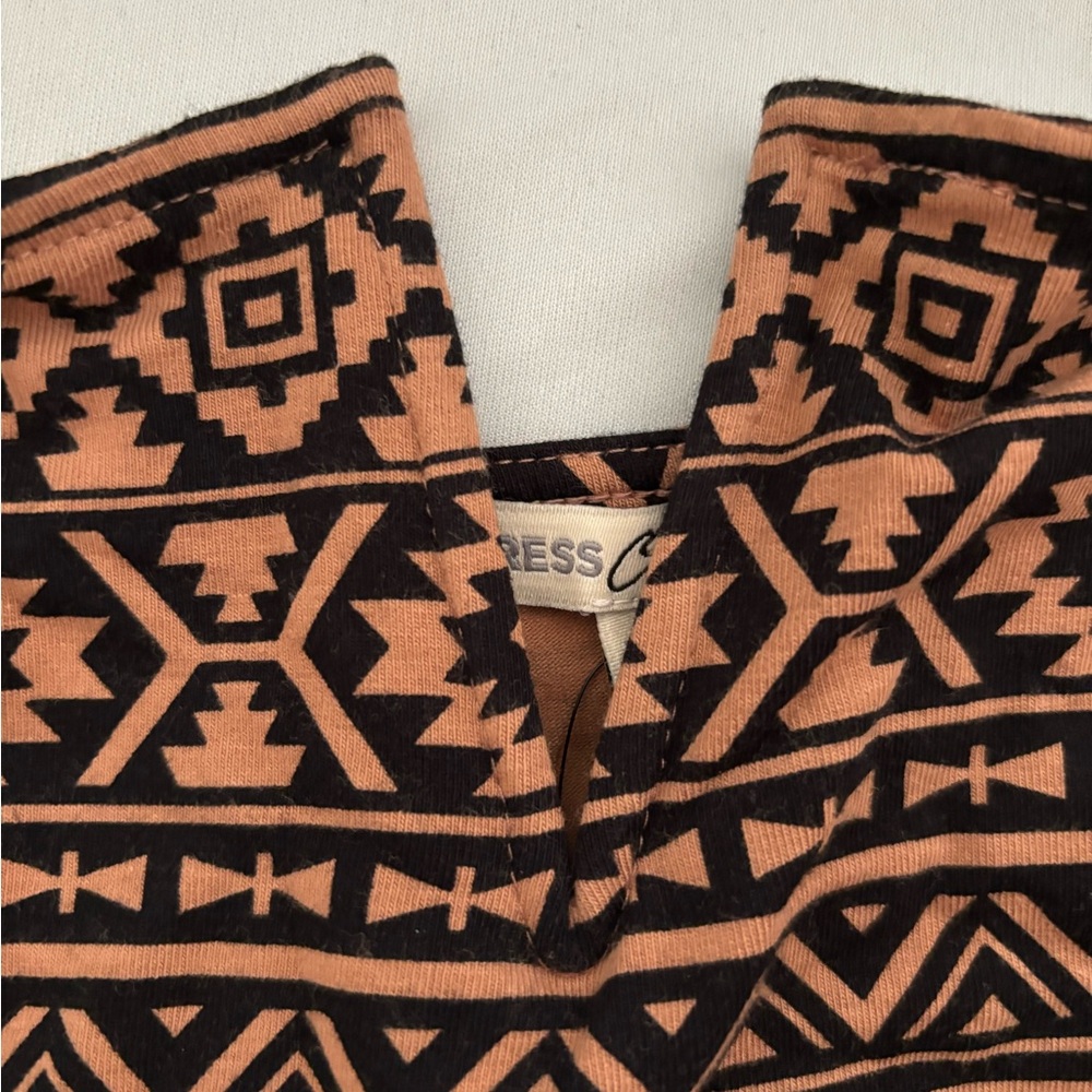 Express Black and Tan Tribal Print Top